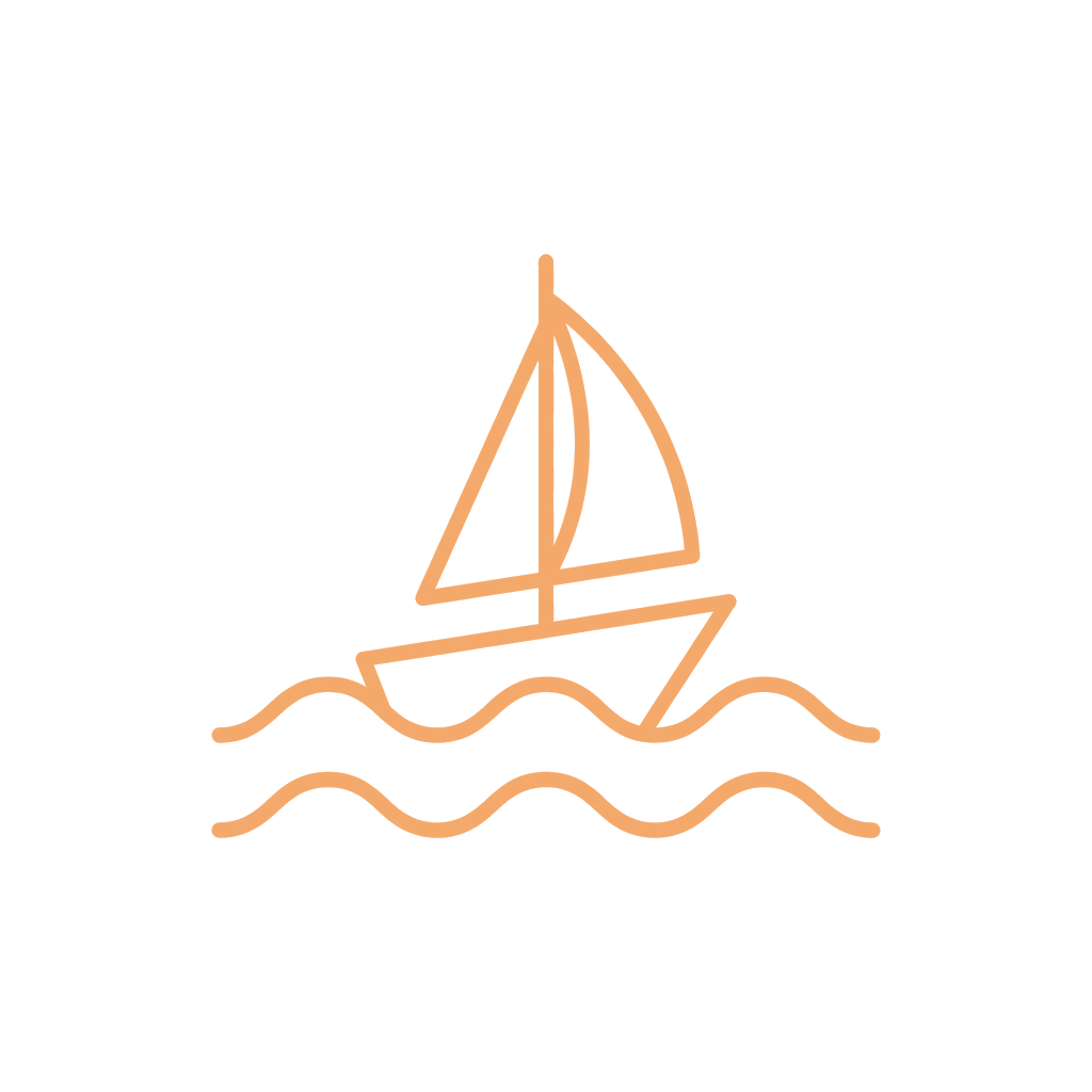 Boat on waves icon
